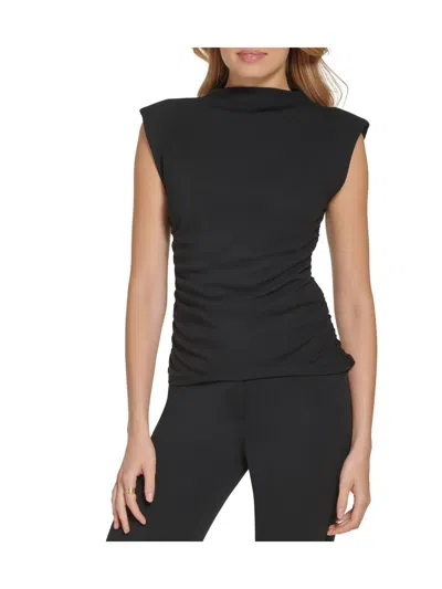 Dkny Womens Ruched Polyester Pullover Top In Black