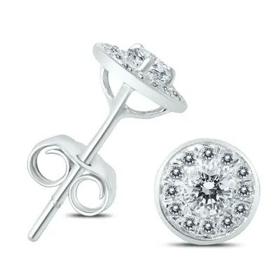Sselects 1/2 Carat Tw Diamond Halo Earrings In 14k In Silver