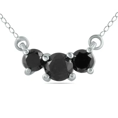 Sselects 1/2 Carat Tw Diamond Three Stone Pendant Necklace 14k In Black