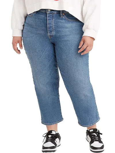 Levi Strauss & Co Plus Wedgie Womens High Rise Medium Wash Straight Leg Jeans In Blue