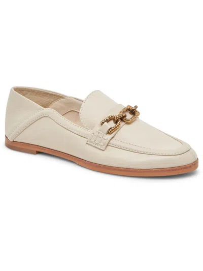Dolce Vita Reign Womens Leather Slip-on Loafers In White