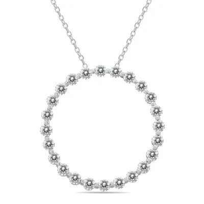 Sselects 1 Carat Tw Diamond Circle Pendant In 14k In Silver