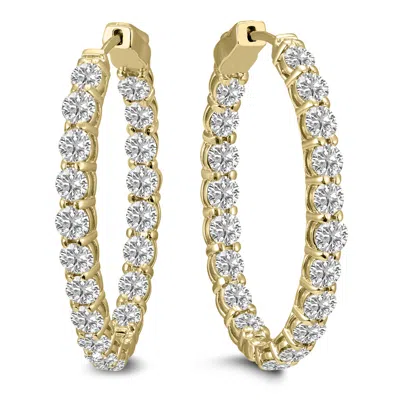 Sselects 10 Carat Tw Oval Lab Grown Diamond Hoop Earrings In 14k Yellow Gold In Silver