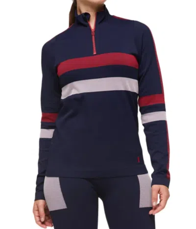 Cotopaxi Seamless Baselayer Quarter-zip Top In Ink Stripes In Blue
