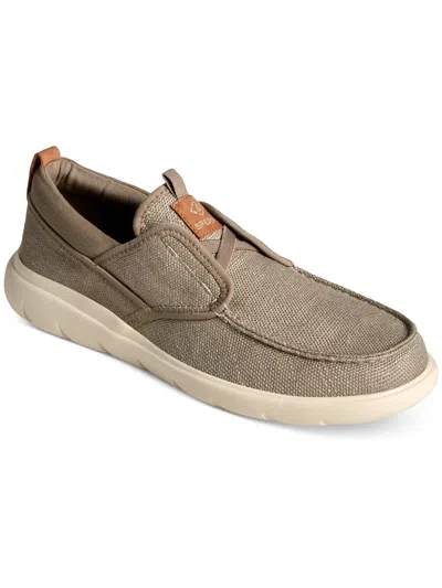 Sperry Captain Boat Mens Canvas Slip On Boat Shoes In Beige