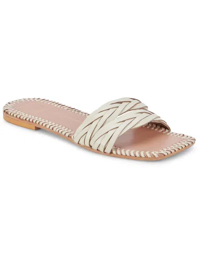 Dolce Vita Avanna Womens Leather Slip On Slide Sandals In White