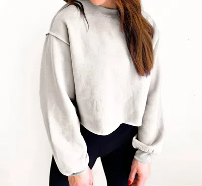 With Love Izzy Inside-out Cropped Sweatshirt In Heather Grey In White