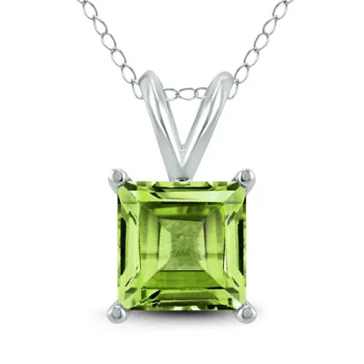 Sselects 14k 6mm Square Peridot Pendant In Green