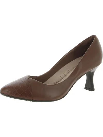 Clarks Womens Patent Square Toe Pumps In Brown