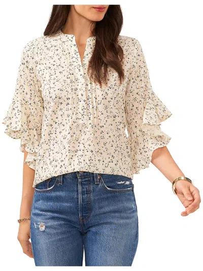 Vince Camuto Womens Floral Print Pintuck Blouse In Multi