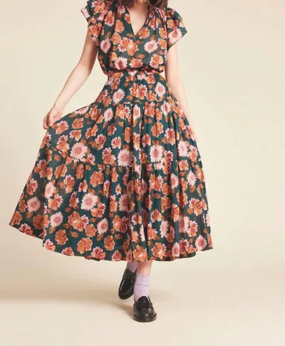Trovata Carnation Print Makena "b" Skirt In Orange In Multi