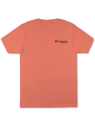 Columbia Mens Logo Cotton Graphic T-shirt In Orange