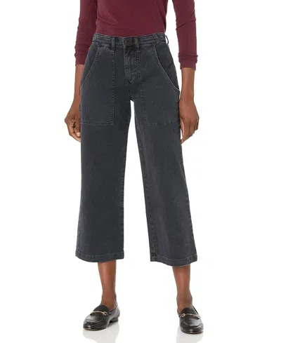 Hudson Nico Mid Rise Straight Crop Cargo Jean In Washed Navy In Black