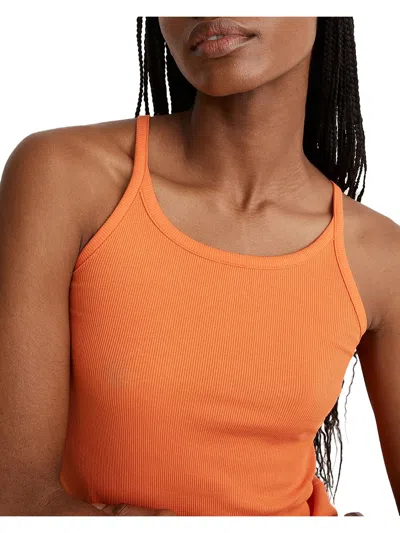 Madwell Womens Ribbed Sleeveless Tank Top In Orange