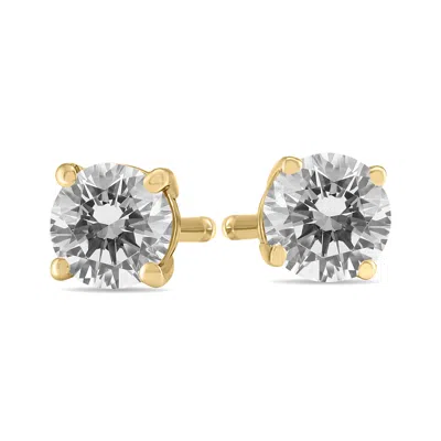 Sselects 3/4 Carat Tw Round Diamond Solitaire Stud Earrings In 14k In Silver