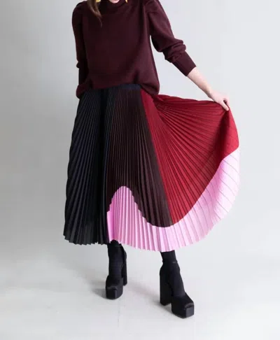Psophia Pleated Colorblock Skirt In Multicolor