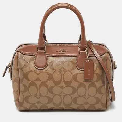 Coach Signature Coated Canvas And Leather Mini Bennett Satchel In Beige