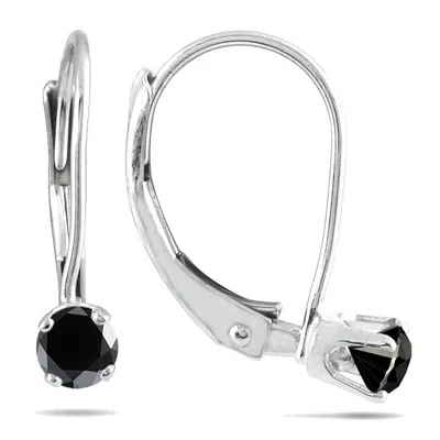 Sselects 1/4 Ctw Diamond Lever Back Earrings In 14k In Black