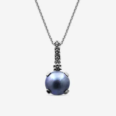 Stephen Dweck Sterling Silver, Round Sea Pearl Pendant Sdp-24002 In Blue