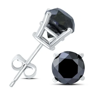 Sselects 2 Carat Tw Round Diamond Solitaire Stud Earrings In 10k In Black