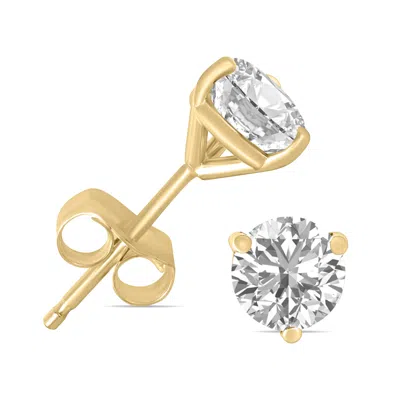 Sselects 1 Carat Tw Lab Grown Diamond Martini Set Round Earrings In 14k Yellow Gold In Silver