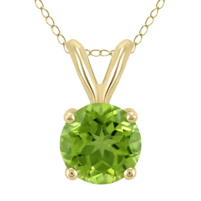 Sselects 14k 6mm Round Peridot Pendant In Green