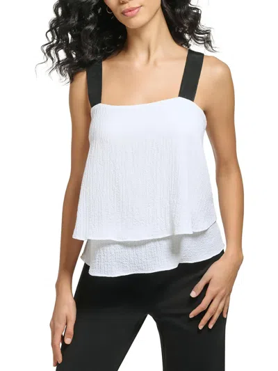 Dkny Womens Fold-over Tank Pullover Top In White