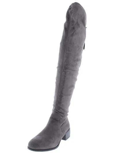 Madden Girl Prissley Womens Stretch Over-the-knee Riding Boots In Grey