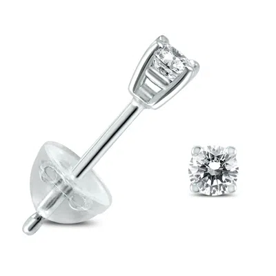 Sselects .10ctw Round Diamond Solitaire Stud Earrings In 14k With Silicon Backs In Silver
