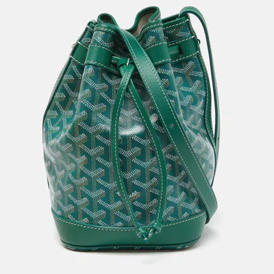 Pre-owned Goyard Ine Coated Canvas And Leather Petit Flot Bucket Bag In Blue