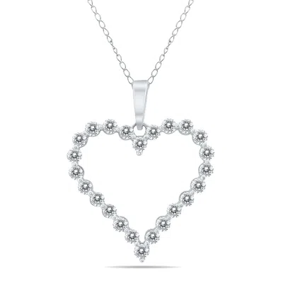 Sselects 1/2 Ctw Diamond Heart Pendant In 14k In Silver