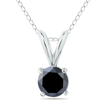 Sselects 1/2 Carat Tw Round Diamond Solitaire Pendant In 14k In Black