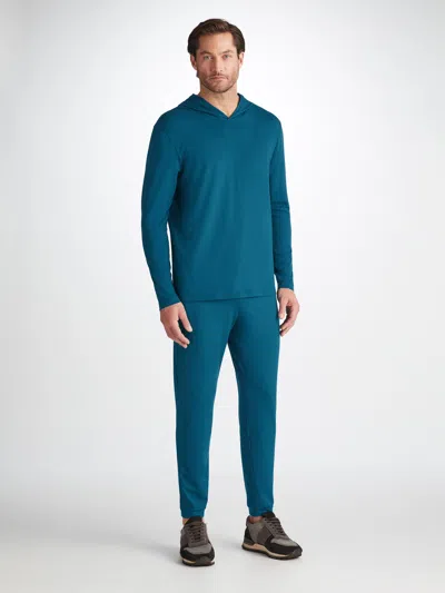 Derek Rose Men's Pullover Hoodie Basel Micro Modal Stretch Poseidon Blue
