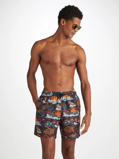 Derek Rose Mens Multi-coloured Maui Graphic-print Swim Shorts