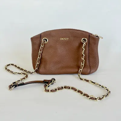 Pre-owned Dkny Brown Leather Chain Satchel