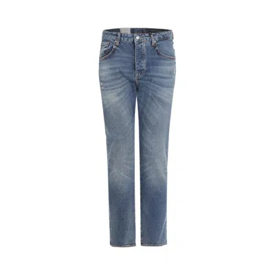 Armani Exchange Logo-patch Straight-leg Jeans In Blue