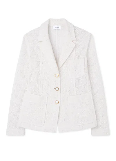 St John Stretch Tweed Suiting Jacket In White