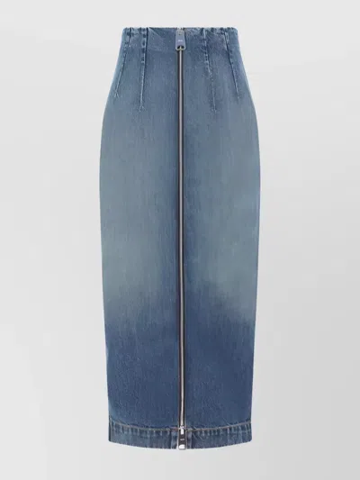 Khaite Ruly Denim Midi Skirt In Blue