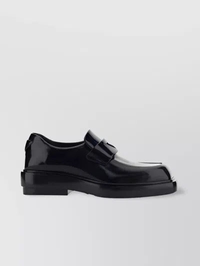 Prada Leather Square-toe Penny Loafers In Black