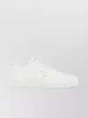 Prada Calfskin Patent Leather Paneled Sneakers In White