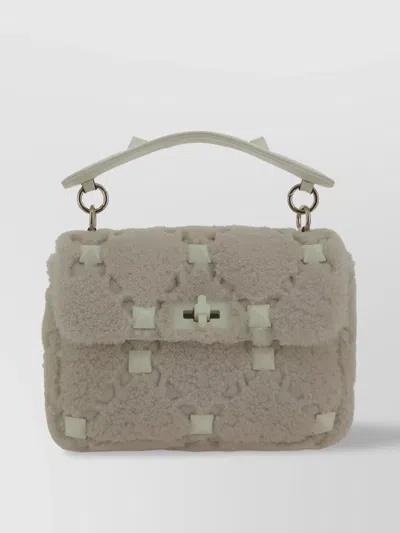 Valentino Garavani Roman Stud Medium Handbag In White