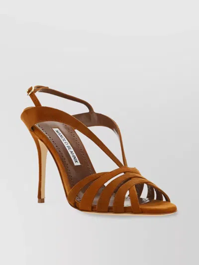 Manolo Blahnik Sardina Suede Caged Slingback Sandals In Mbrw