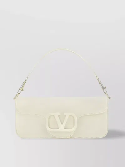 Valentino Garavani Locò Rectangular Calfskin Handbag In Ivory