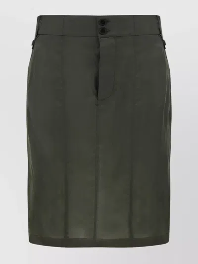 Saint Laurent Bemberg Skirt In Kaki