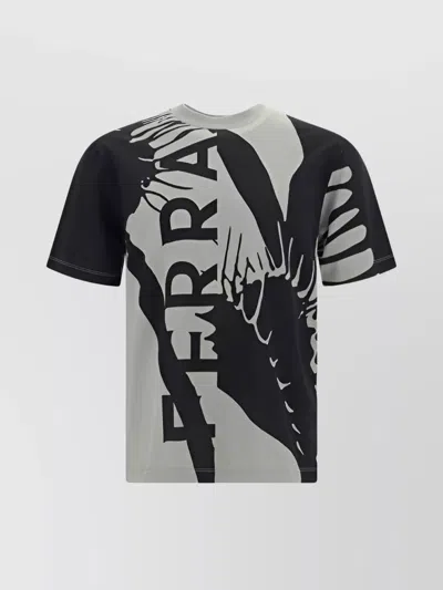 Ferragamo Graphic-print Cotton T-shirt In Grey