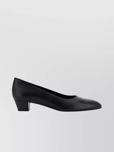 The Row Luisa Leather Block-heel Pumps In Black