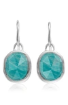 Monica Vinader Siren Sterling Silver And Grey Agate Wire Earrings In Silver/ Amazonite