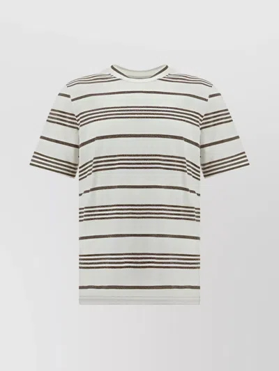 Brunello Cucinelli T-shirt In Off White/grigio/blu