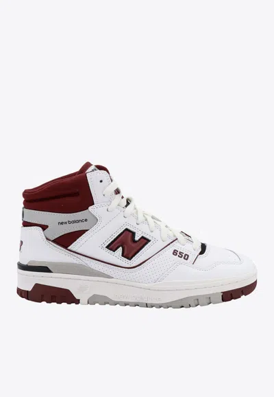 New Balance 650 High-top Trainers In Burgundy And Raincloud In White