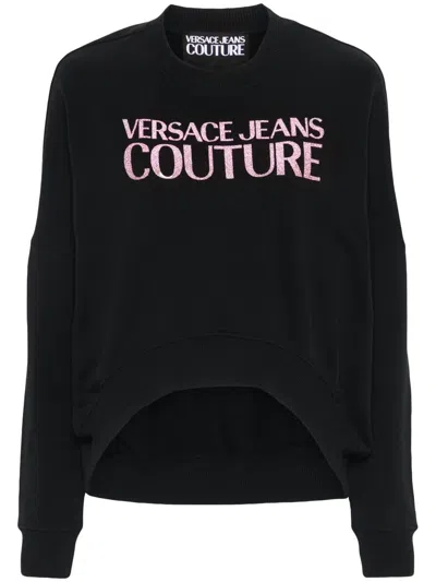 Versace Jeans Couture Logo Gummy Glitter Sweatshirts Clothing In Black